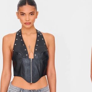 NWT Pretty Little Thing Faux Leather Halter top
